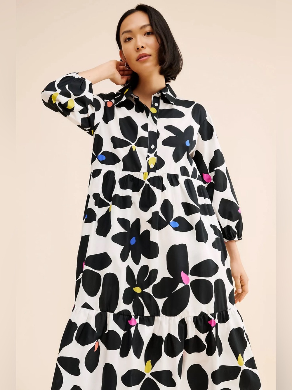 MAEVE x ANTHROPOLOGIE The Bettina Tiered Midi Shirt Dress M - Picture 8 of 12